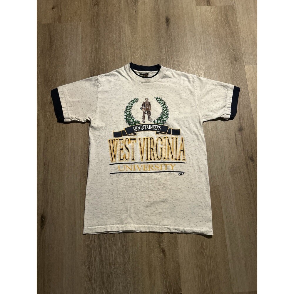 Vintage 1990s West Virginia Mountaineers College WSU TSI Double sleeve Tee Mens